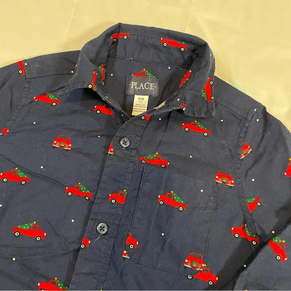 The‎ Children's Place Blue Shirt with Red Car Print